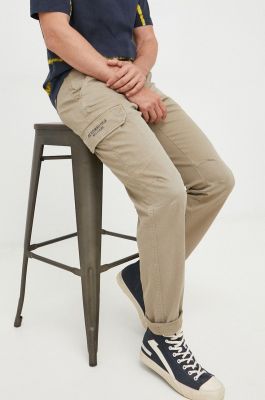 Imagine Aeronautica Militare pantaloni de bumbac barbati, culoarea bej, drept