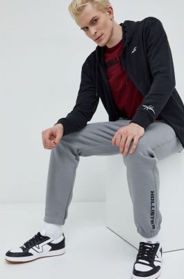 Imagine Hollister Co. pantaloni de trening barbati, culoarea gri, neted