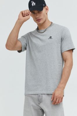 Imagine Converse tricou din bumbac culoarea gri, neted