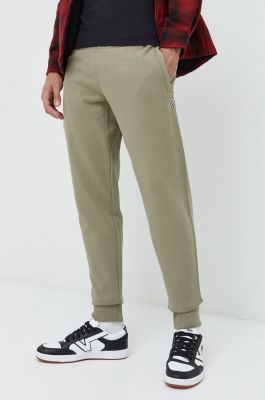 Imagine Superdry pantaloni de trening din bumbac barbati, culoarea verde, neted