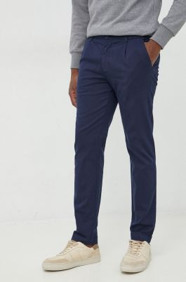 Imagine United Colors of Benetton pantaloni barbati, culoarea albastru marin, drept