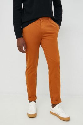 Imagine United Colors of Benetton pantaloni barbati, culoarea portocaliu, drept