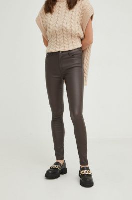 Imagine Answear Lab pantaloni femei, culoarea maro, mulata, high waist