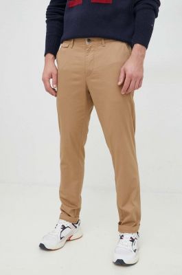 Imagine Sisley pantaloni barbati, culoarea bej, drept