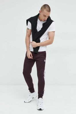 Imagine Adidas Originals pantaloni de trening barbati, culoarea bordo, neted