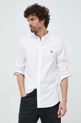 Imagine PS Paul Smith camasa din bumbac barbati, culoarea alb, cu guler button-down, slim