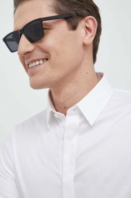 Imagine Armani Exchange camasa barbati, culoarea alb, cu guler clasic, slim