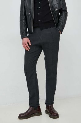 Imagine Emporio Armani pantaloni din in culoarea negru, drept