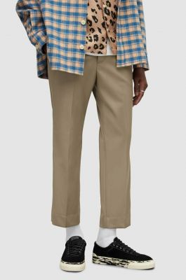 Imagine AllSaints pantaloni de lana culoarea gri, drept