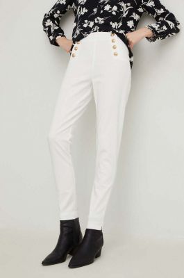 Imagine Answear Lab pantaloni femei, culoarea alb, mulata, high waist