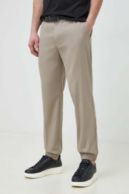 Imagine Emporio Armani pantaloni barbati, culoarea bej, drept