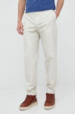 Imagine Armani Exchange pantaloni de bumbac culoarea bej, cu fason chinos