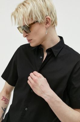 Imagine HUGO cămașă bărbați, culoarea negru, cu guler clasic, regular 50475668