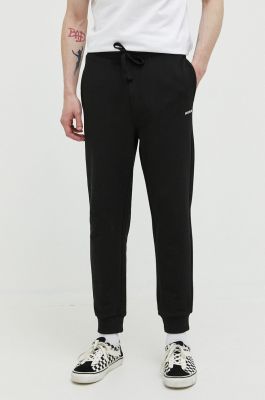 Imagine HUGO pantaloni de trening din bumbac culoarea negru, neted