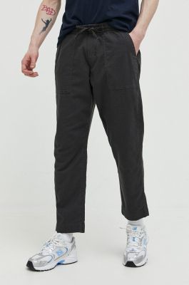 Imagine Abercrombie & Fitch pantaloni din amestec de in culoarea gri, drept