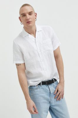 Imagine HUGO cămașă de in culoarea alb, regular 50490761