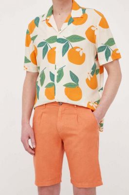 Imagine Pepe Jeans pantaloni scurți din amestec de in Arkin culoarea portocaliu