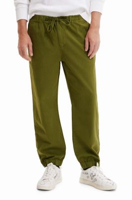Imagine Desigual pantaloni de bumbac culoarea verde