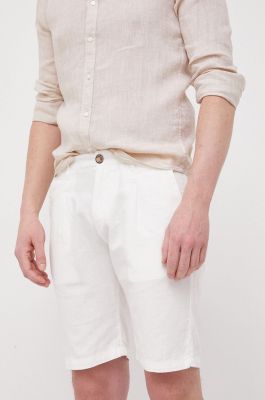Imagine Pepe Jeans pantaloni scurți din amestec de in Arkin culoarea alb