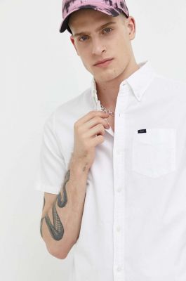 Imagine Superdry camasa din bumbac barbati, culoarea alb, cu guler button-down, regular