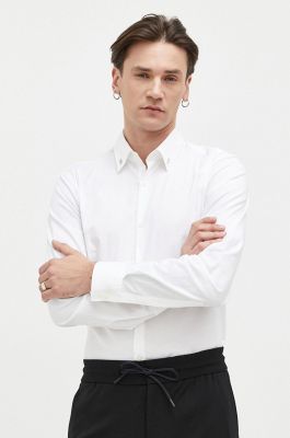 Imagine HUGO camasa barbati, culoarea alb, cu guler clasic, slim