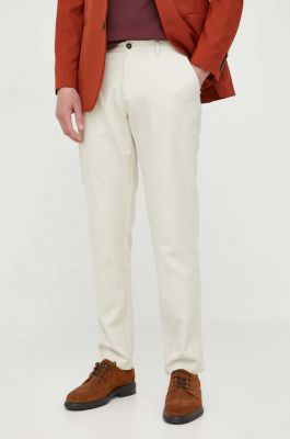 Imagine Sisley pantaloni de bumbac culoarea bej, mulata
