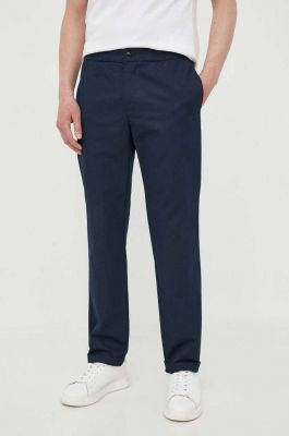 Imagine Sisley pantaloni din amestec de in culoarea albastru marin, drept