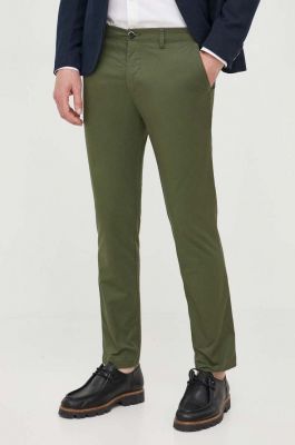 Imagine Sisley pantaloni barbati, culoarea verde, drept