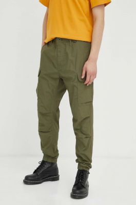 Imagine G-Star Raw pantaloni de bumbac culoarea verde, drept