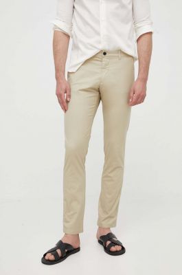 Imagine Sisley pantaloni barbati, culoarea bej, cu fason chinos