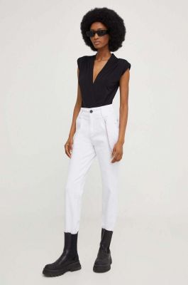 Imagine Answear Lab pantaloni femei, culoarea alb, drept, high waist