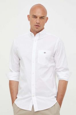 Imagine Gant camasa din bumbac barbati, culoarea alb, cu guler button-down, regular