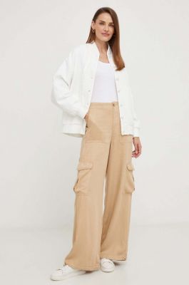 Imagine Answear Lab pantaloni femei, culoarea maro, lat, high waist