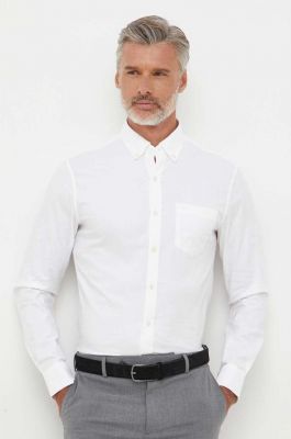 Imagine Michael Kors camasa barbati, culoarea alb, cu guler button-down, slim