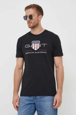 Imagine Gant tricou din bumbac culoarea negru, cu imprimeu