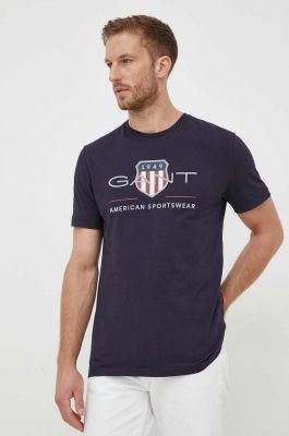 Imagine Gant tricou din bumbac culoarea albastru marin, cu imprimeu