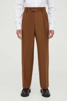 Imagine Tiger Of Sweden pantaloni de lana culoarea maro, drept