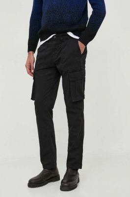 Imagine Sisley pantaloni barbati, culoarea negru, cu fason cargo