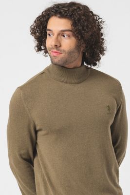 Imagine U.S. Polo Assn. Pulover cu guler inalt, tricotat fin