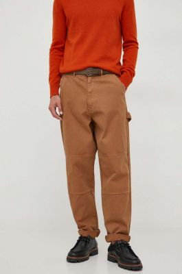 Imagine Barbour pantaloni de bumbac culoarea maro, cu fason chinos