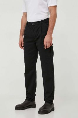 Imagine United Colors of Benetton pantaloni de bumbac culoarea negru, cu fason cargo
