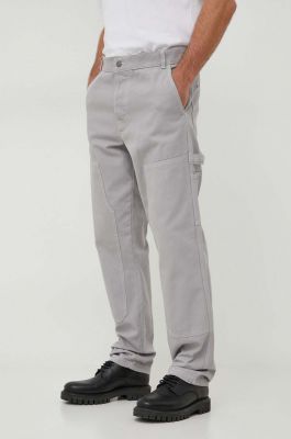 Imagine United Colors of Benetton pantaloni de bumbac culoarea gri, drept
