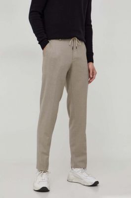 Imagine Michael Kors pantaloni de lana culoarea bej, drept