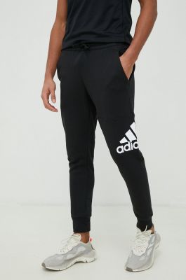 Imagine adidas pantaloni de trening din bumbac bărbați, culoarea negru, cu imprimeu HA4342