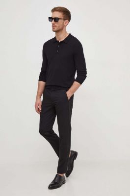 Imagine United Colors of Benetton pantaloni barbati, culoarea negru, drept