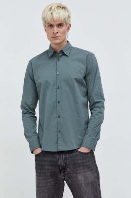 Imagine HUGO cămașă bărbați, culoarea verde, cu guler clasic, slim 50500216