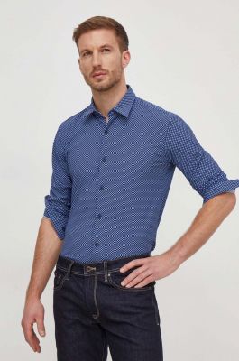 Imagine BOSS cămașă bărbați, culoarea bleumarin, cu guler clasic, slim 50508802