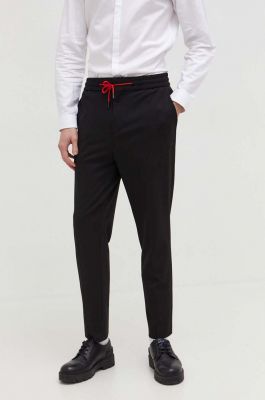 Imagine HUGO pantaloni bărbați, culoarea negru, mulată 50510063