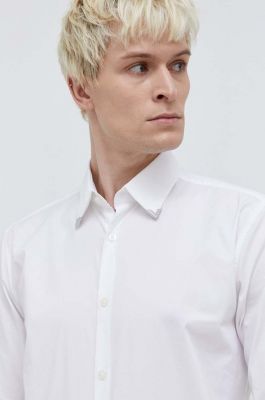 Imagine HUGO cămașă bărbați, culoarea alb, cu guler clasic, regular 50508633