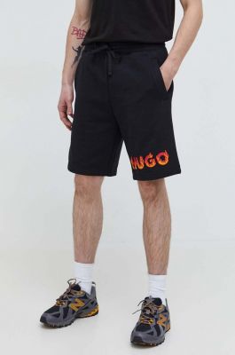 Imagine HUGO pantaloni scurti din bumbac culoarea negru